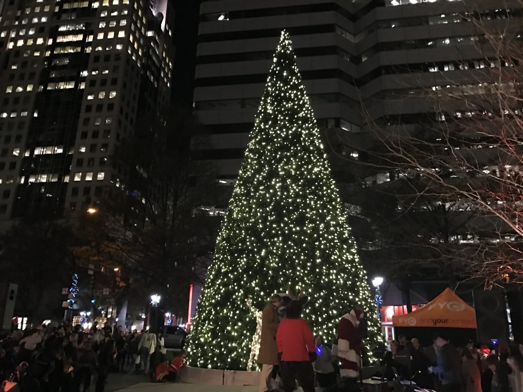 Christmas tree is lighted to warmly welcome Christmas